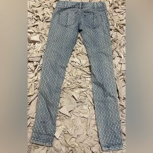 Free People Denim Vintage Checkered Straight Leg Jeans Size 25
